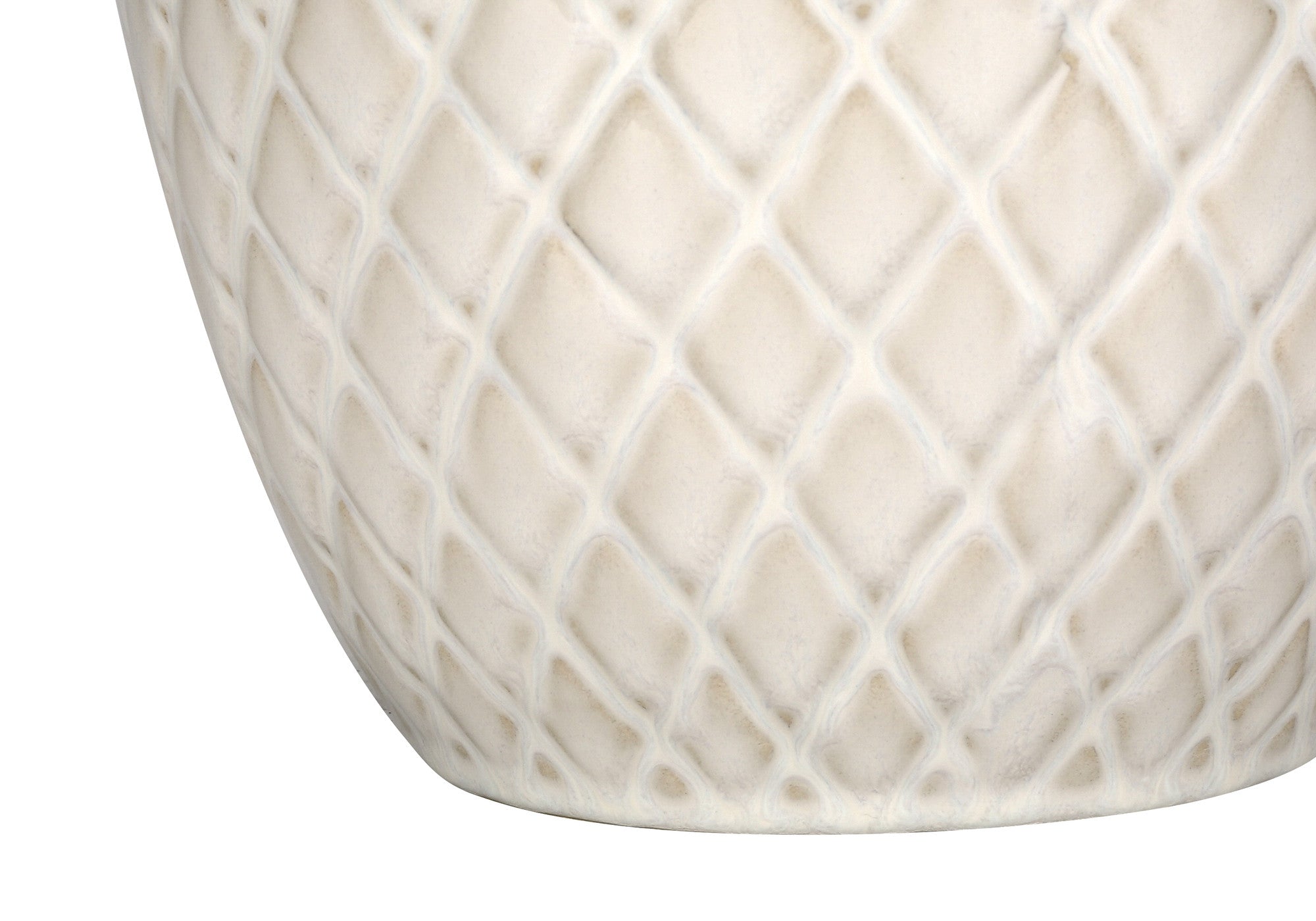 25" Cream Ceramic Urn Table Lamp With Cream Drum Shade - Lighting