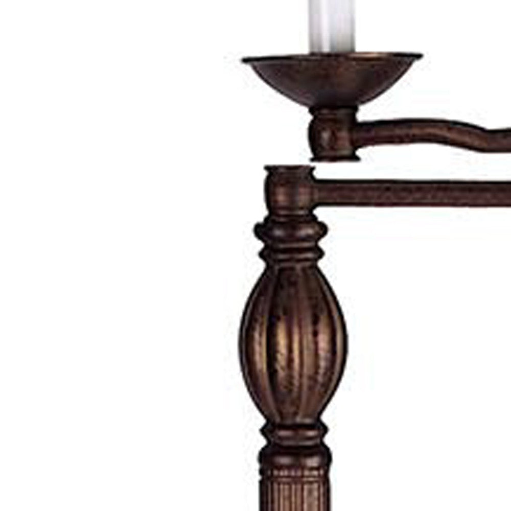 62" Rusted Swing Arm Floor Lamp With Champagne Bell Shade - Lighting