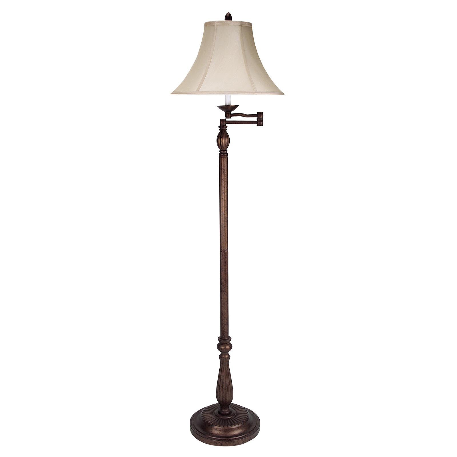 62" Rusted Swing Arm Floor Lamp With Champagne Bell Shade - Lighting