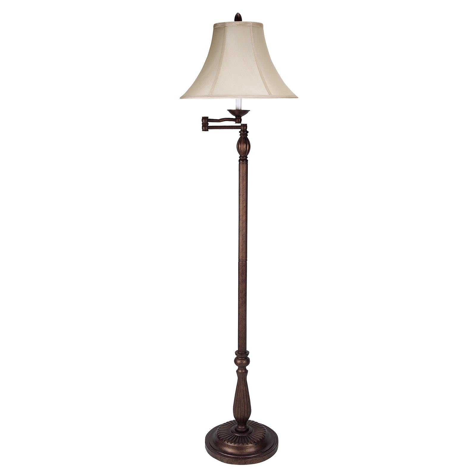 62" Rusted Swing Arm Floor Lamp With Champagne Bell Shade - Lighting