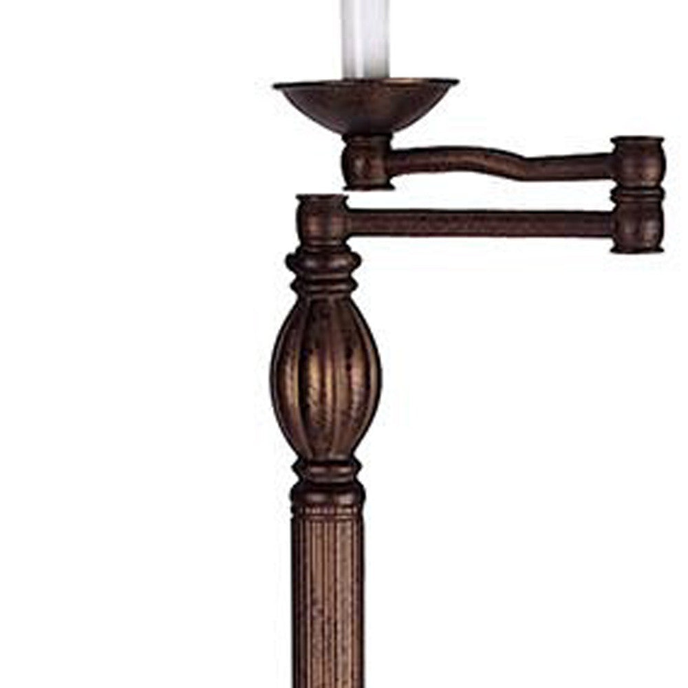 62" Rusted Swing Arm Floor Lamp With Champagne Bell Shade - Lighting