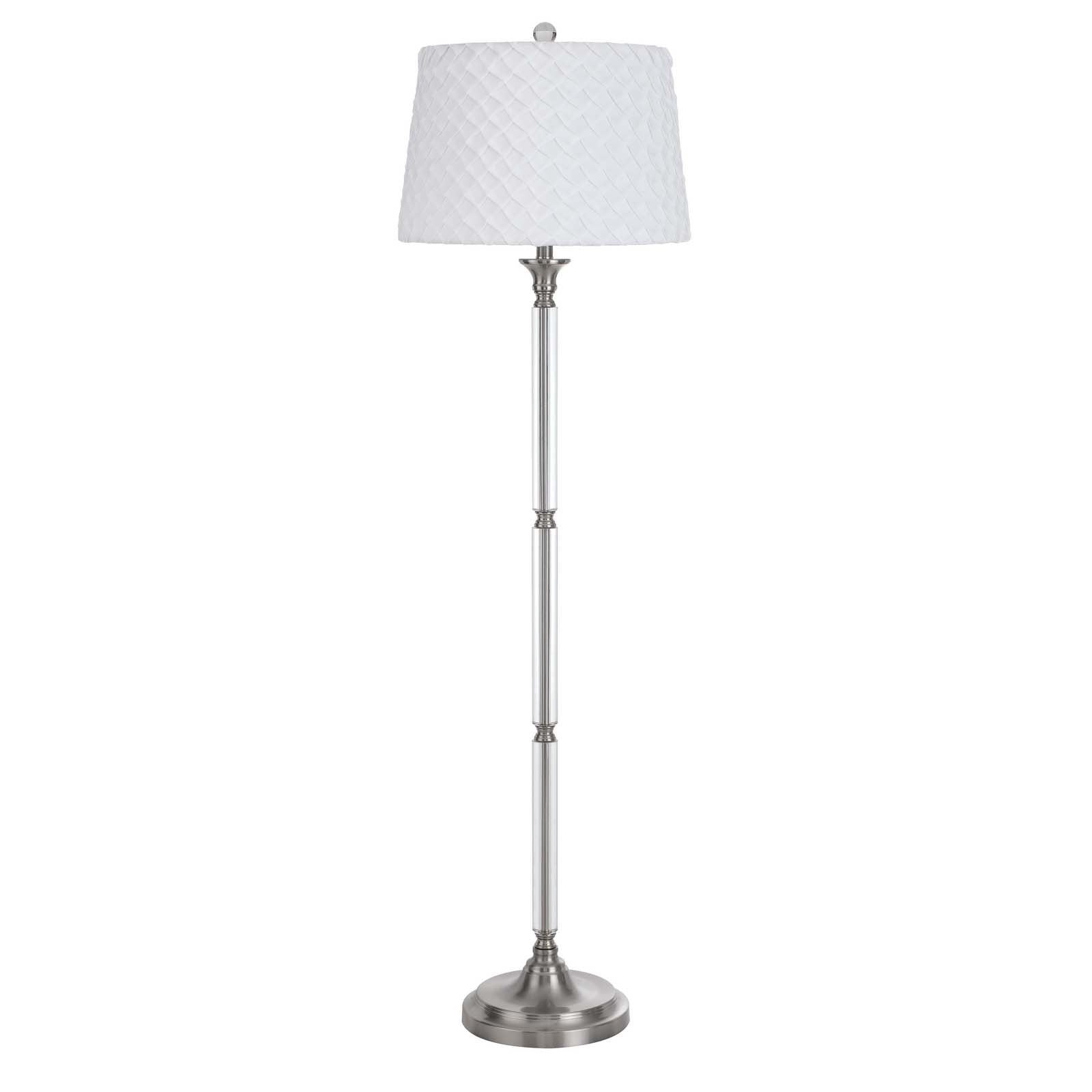 60" Nickel Traditional Shaped Floor Lamp With White Square Shade - Lighting