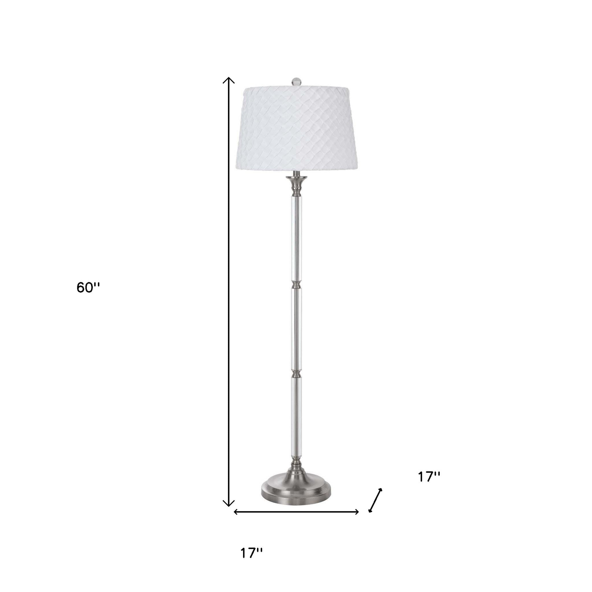 60" Nickel Traditional Shaped Floor Lamp With White Square Shade - Lighting