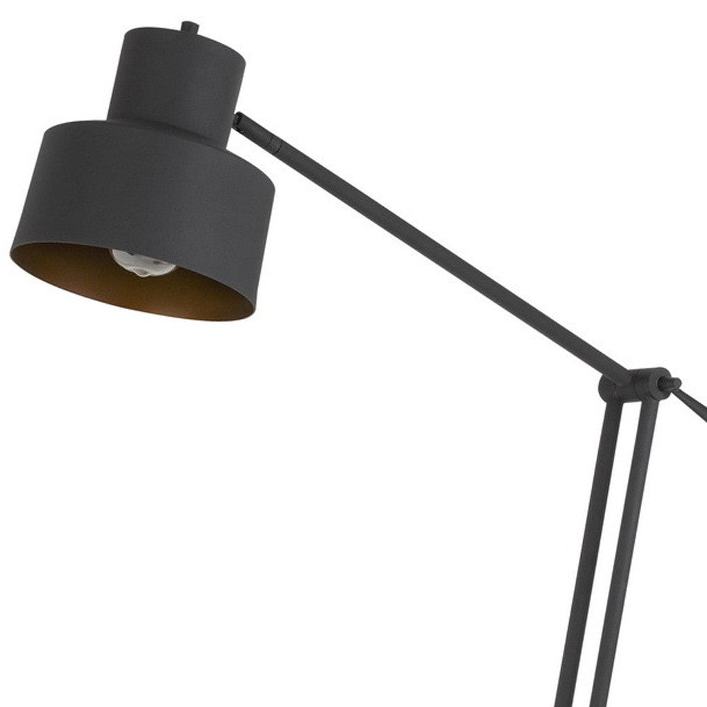 65" Black Adjustable Traditional Shaped Floor Lamp With Black Dome Shade - Lighting