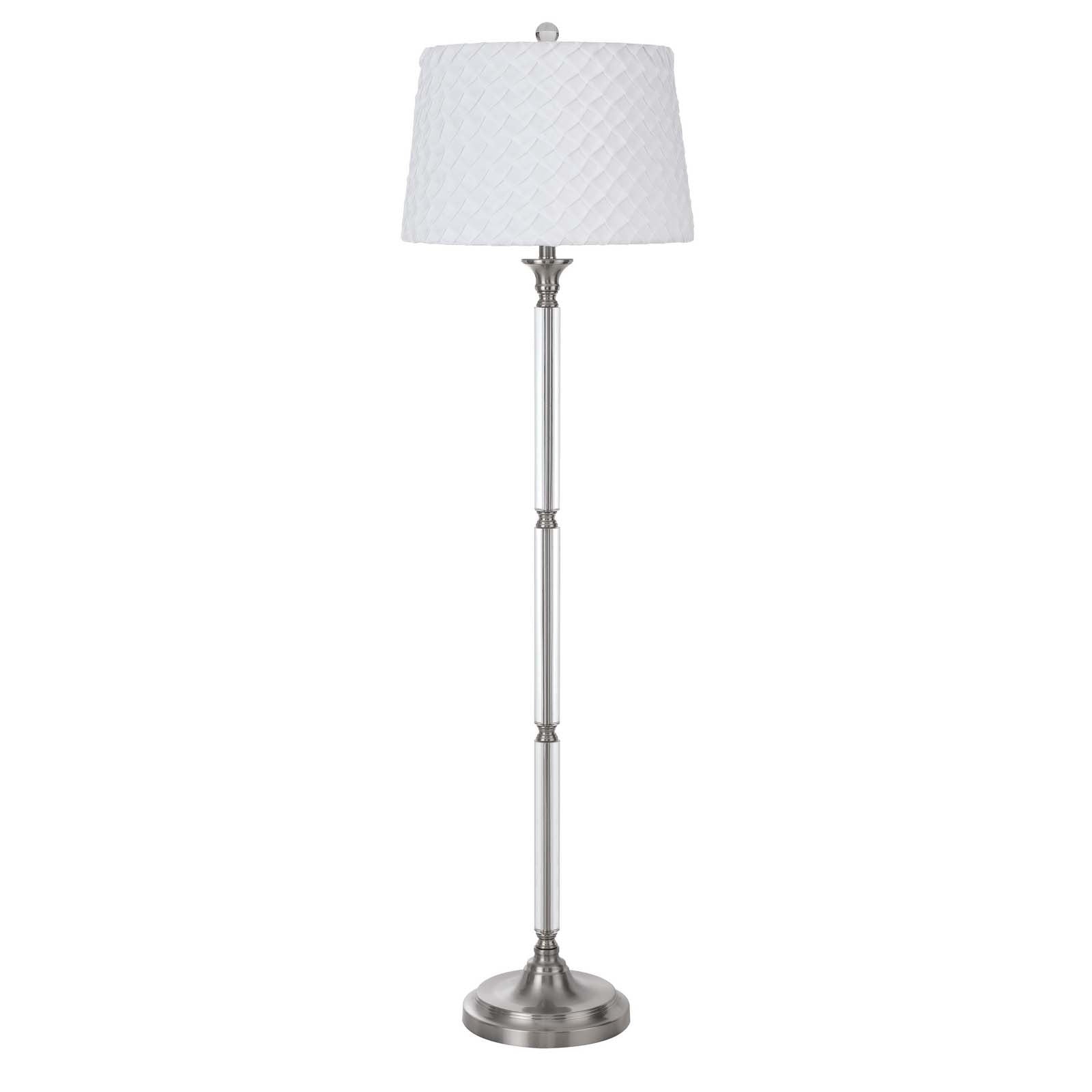 60" Nickel Traditional Shaped Floor Lamp With White Square Shade - Lighting