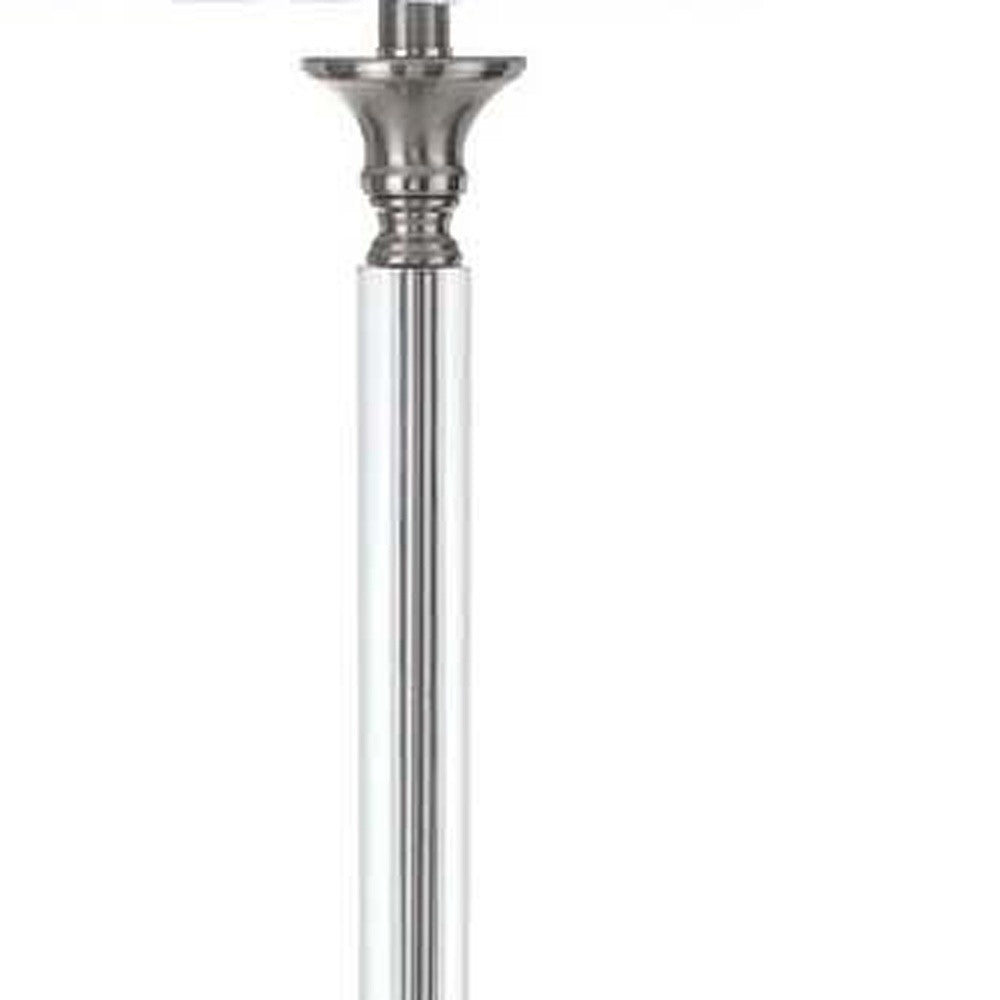 60" Nickel Traditional Shaped Floor Lamp With White Square Shade - Lighting