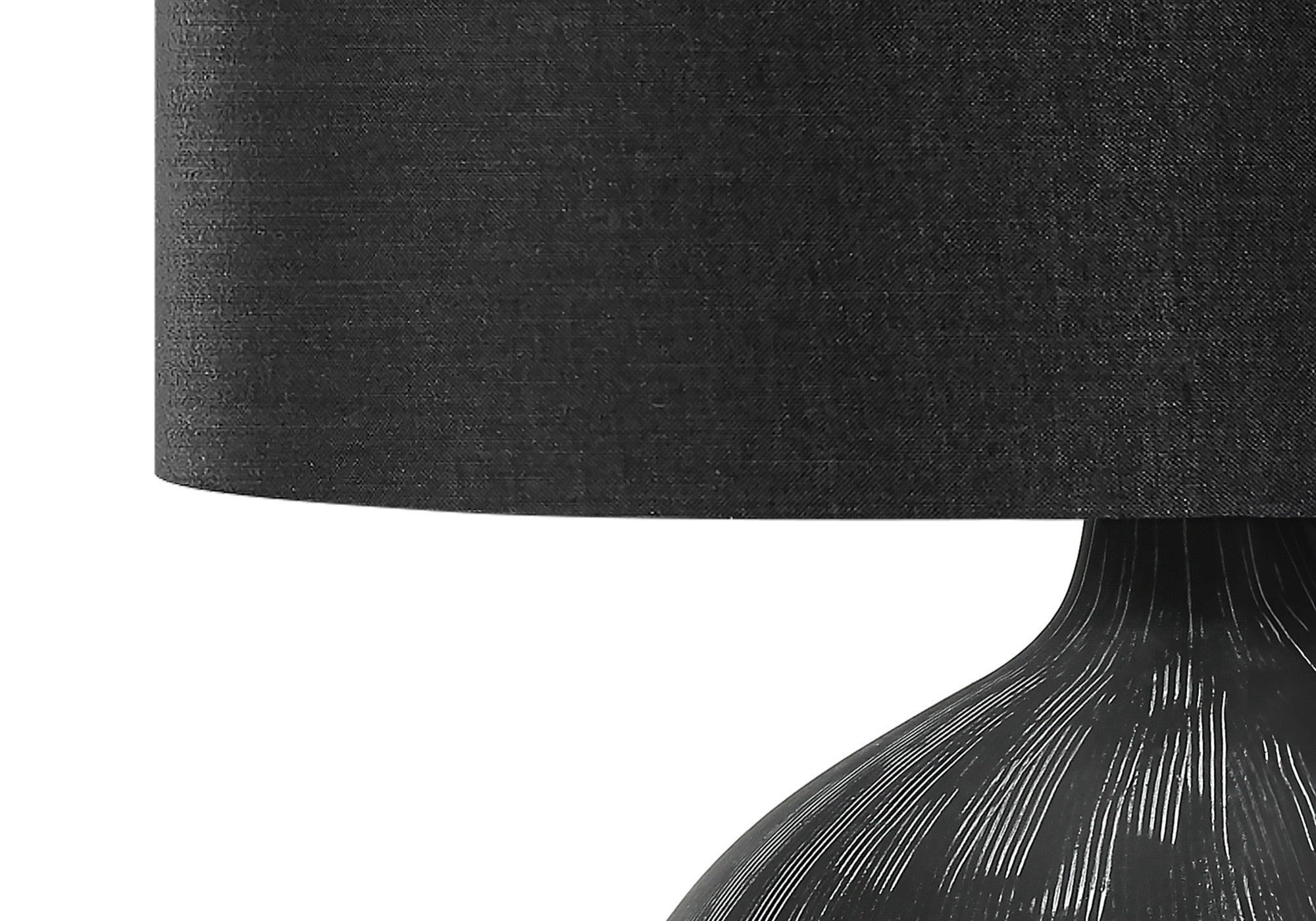 23" Black Ceramic Round Table Lamp With Black Drum Shade - Lighting