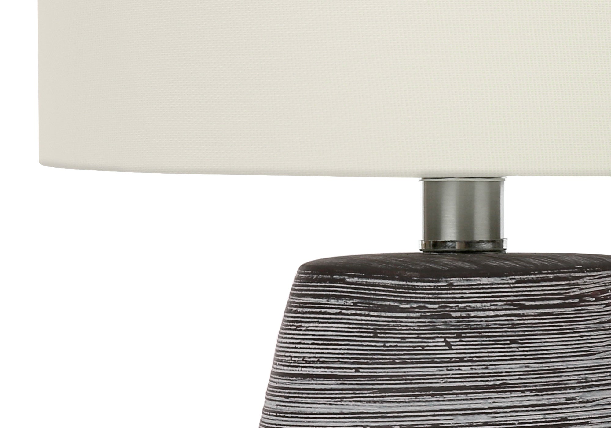 19" Gray Ceramic Round Table Lamp With Ivory Drum Shade - Lighting