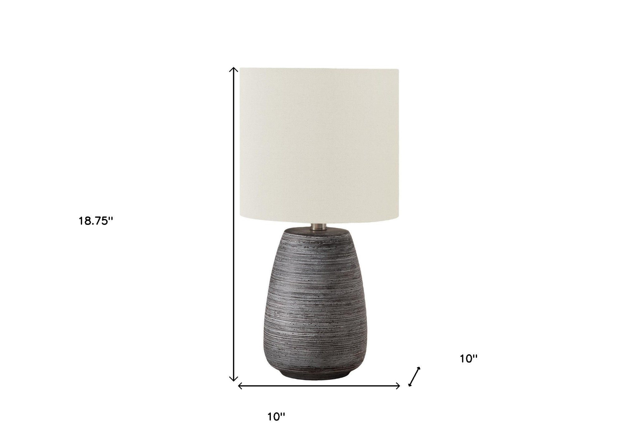 19" Gray Ceramic Round Table Lamp With Ivory Drum Shade - Lighting