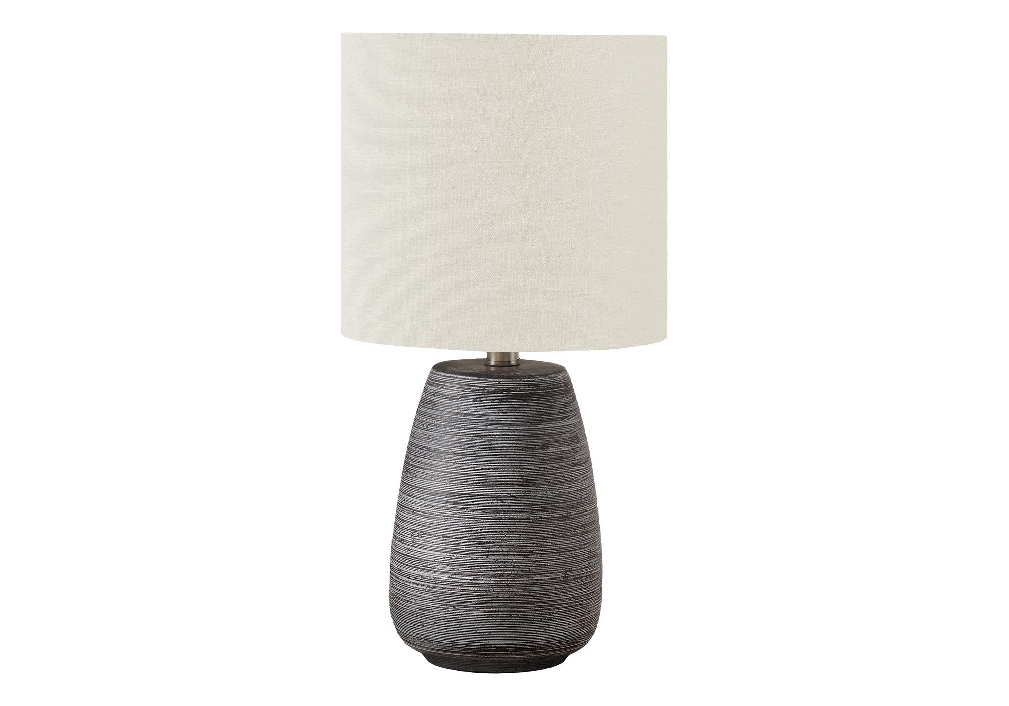 19" Gray Ceramic Round Table Lamp With Ivory Drum Shade - Lighting
