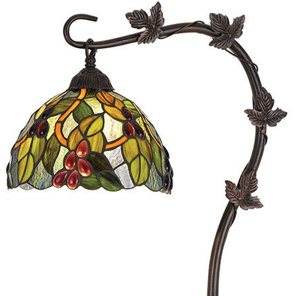 61" Bronze Floor Lamp With Green And Yellow Glass Dome Shade - Lighting