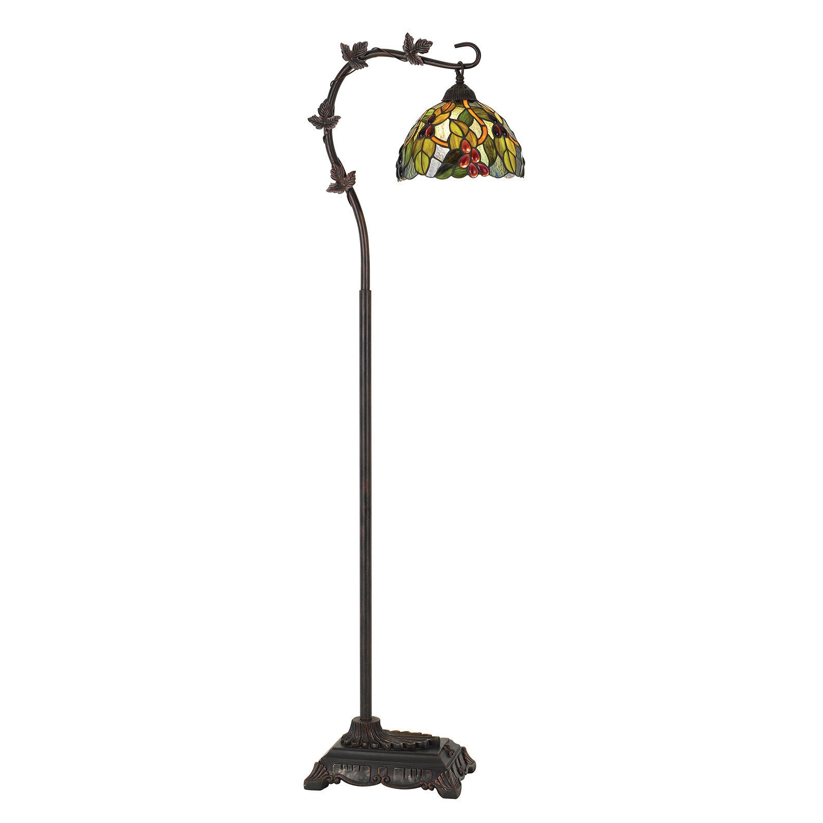 61" Bronze Floor Lamp With Green And Yellow Glass Dome Shade - Lighting