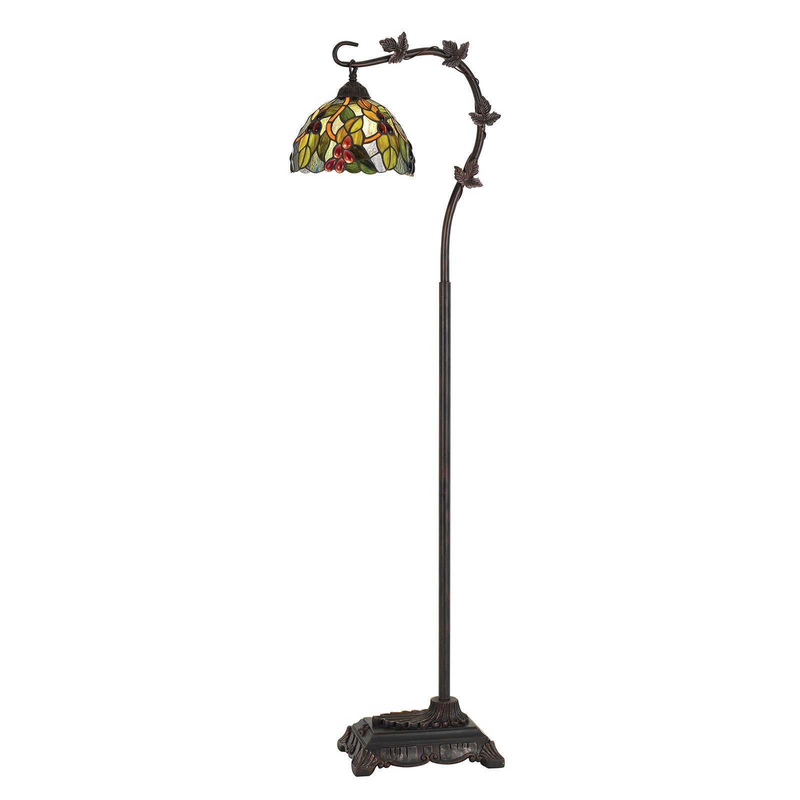61" Bronze Floor Lamp With Green And Yellow Glass Dome Shade - Lighting