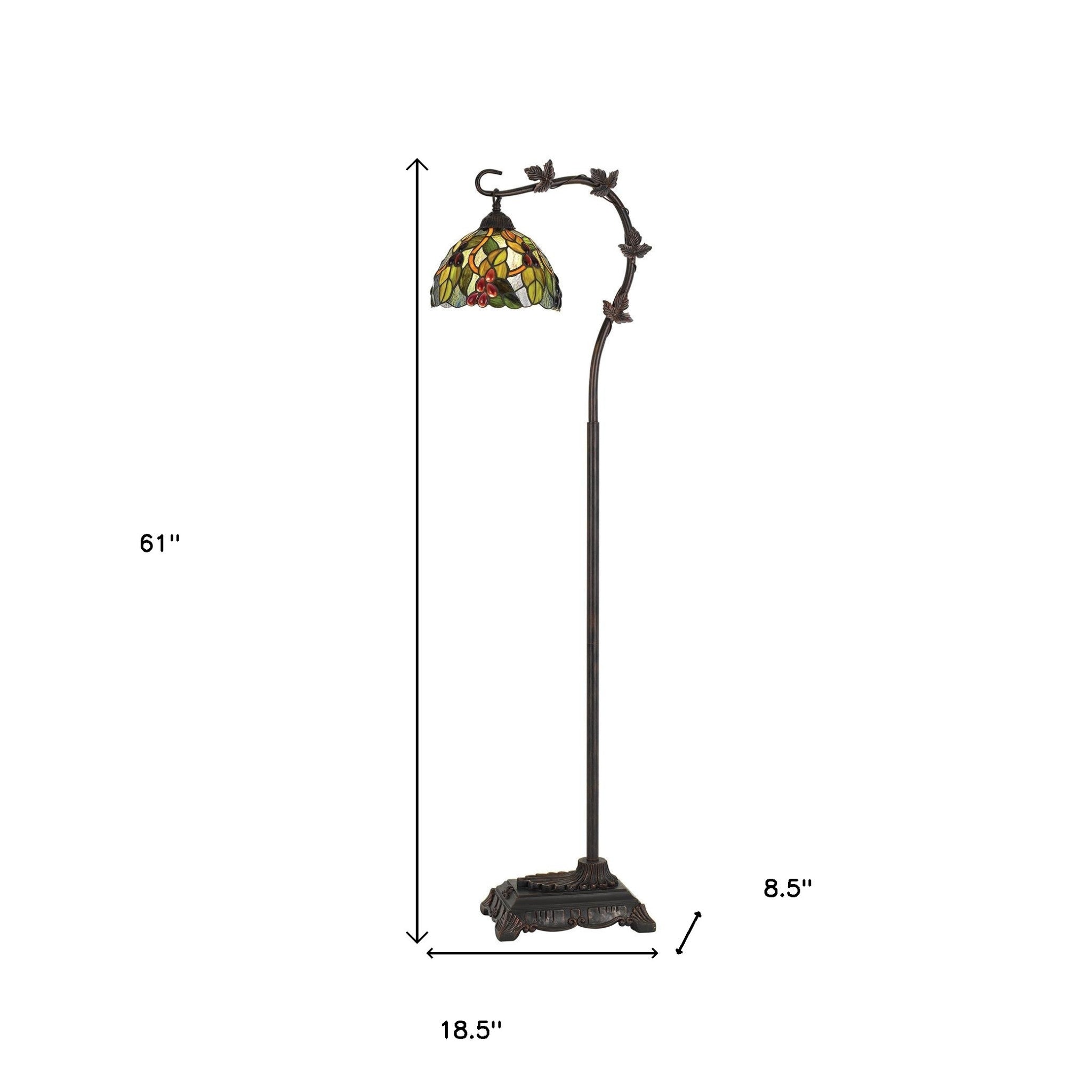 61" Bronze Floor Lamp With Green And Yellow Glass Dome Shade - Lighting