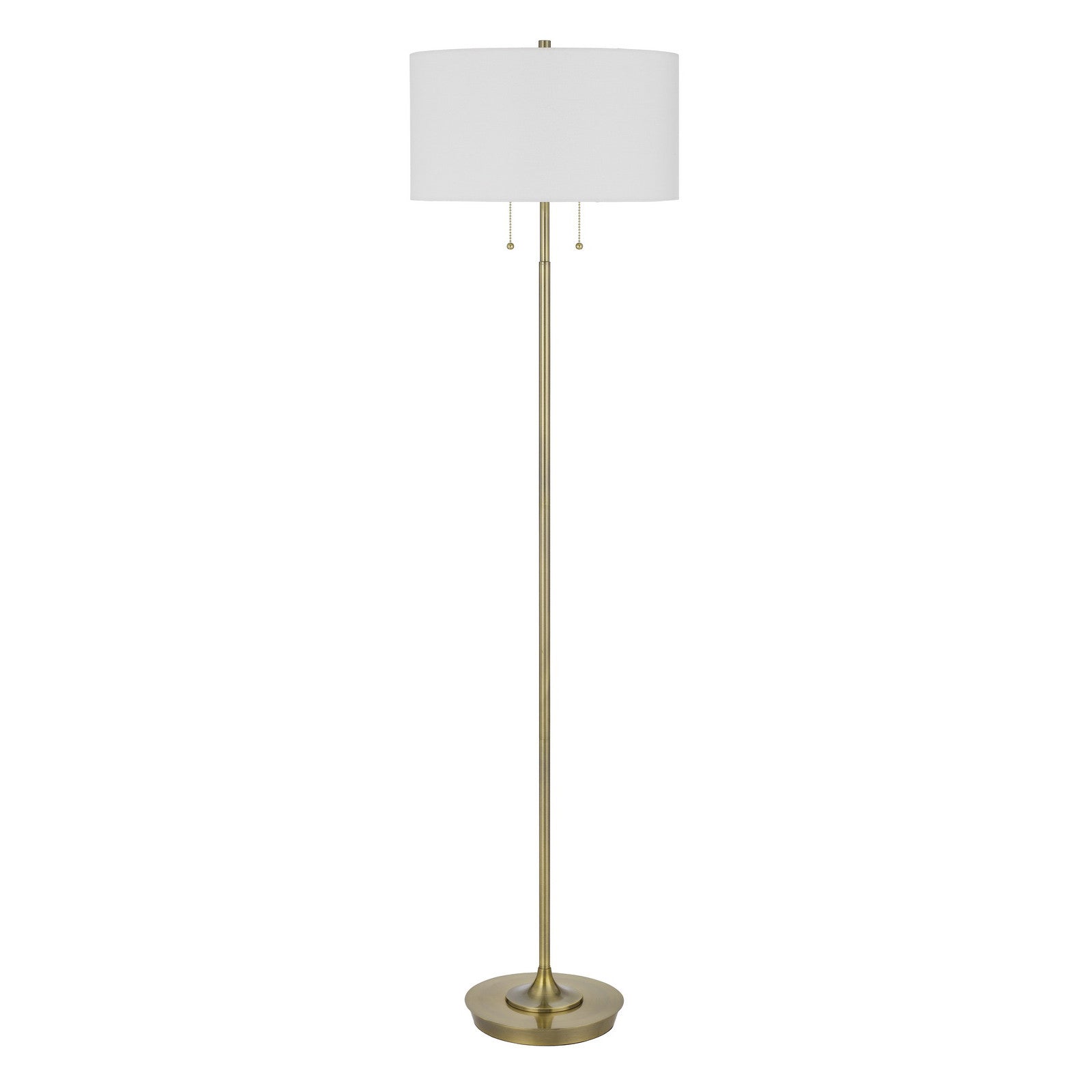 64" Brass Two Light Traditional Shaped Floor Lamp With White Rectangular Shade - Lighting