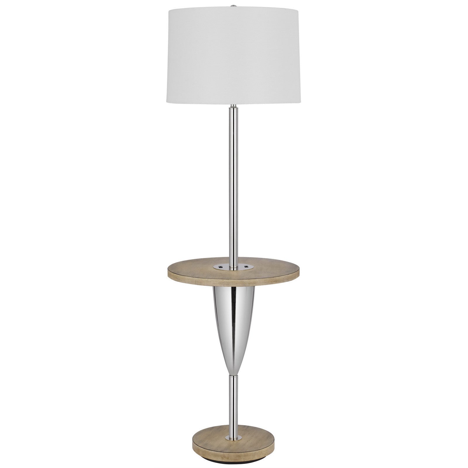 61" Chrome Tray Table Floor Lamp With White Square Shade - Lighting