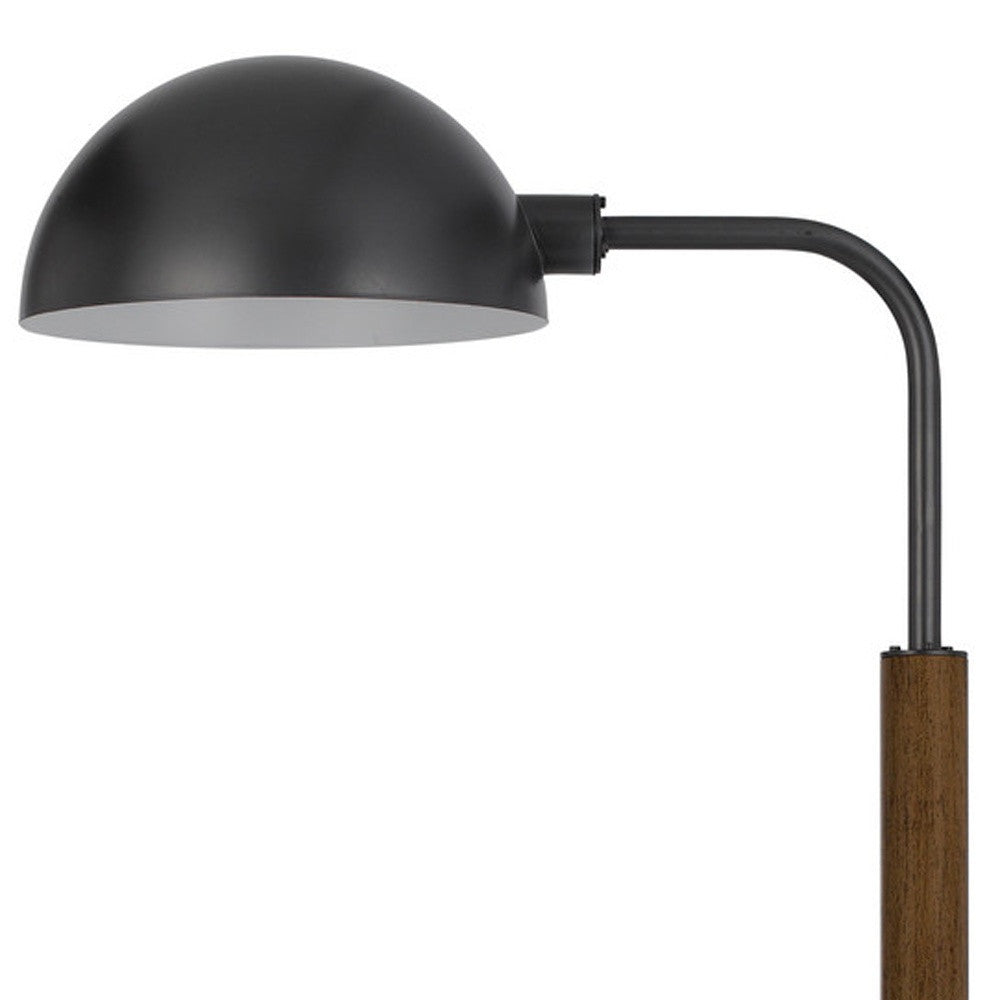 63" Brown Tray Table Floor Lamp With Bronze Transparent Glass Dome Shade - Lighting