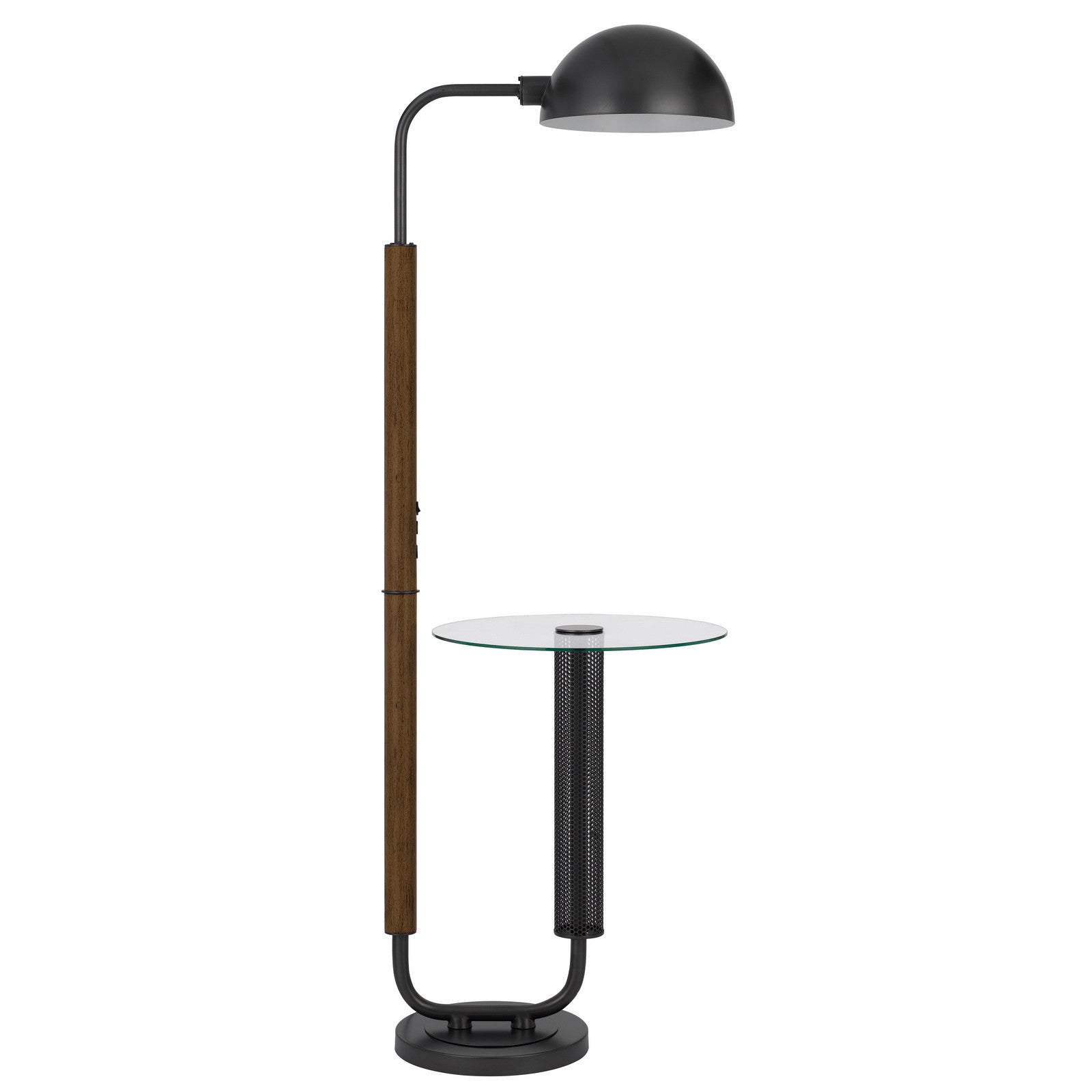 63" Brown Tray Table Floor Lamp With Bronze Transparent Glass Dome Shade - Lighting