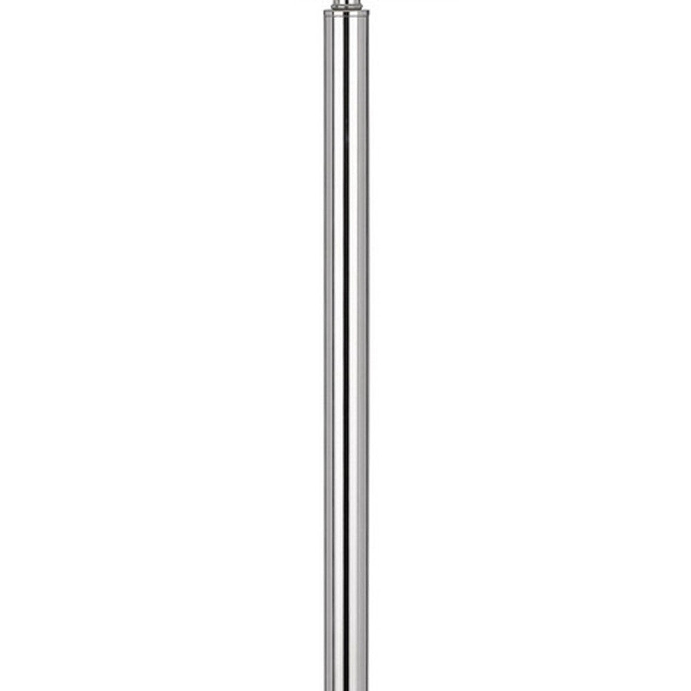 61" Chrome Tray Table Floor Lamp With White Square Shade - Lighting