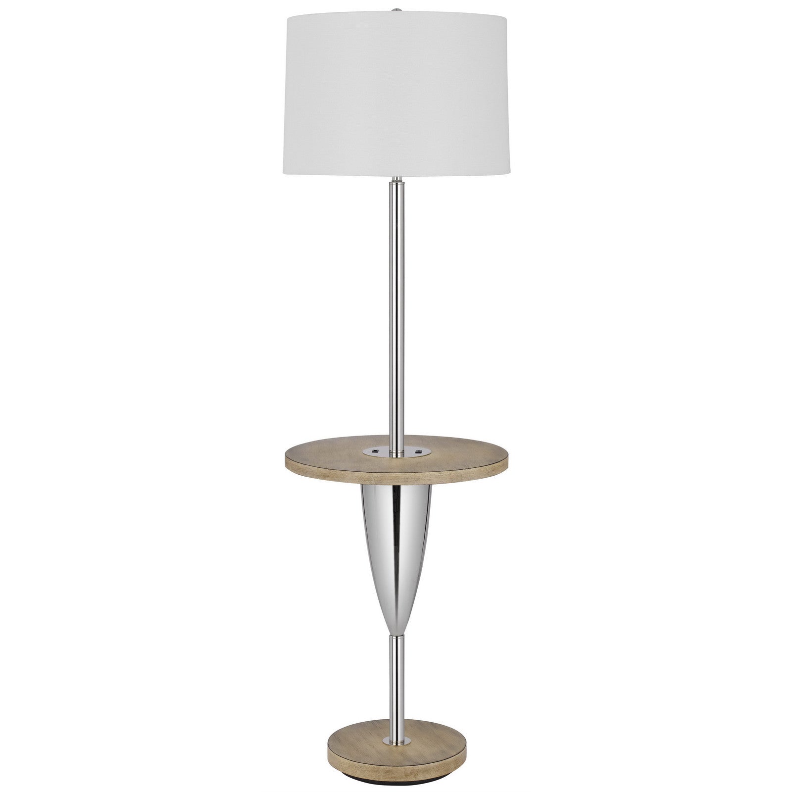61" Chrome Tray Table Floor Lamp With White Square Shade - Lighting