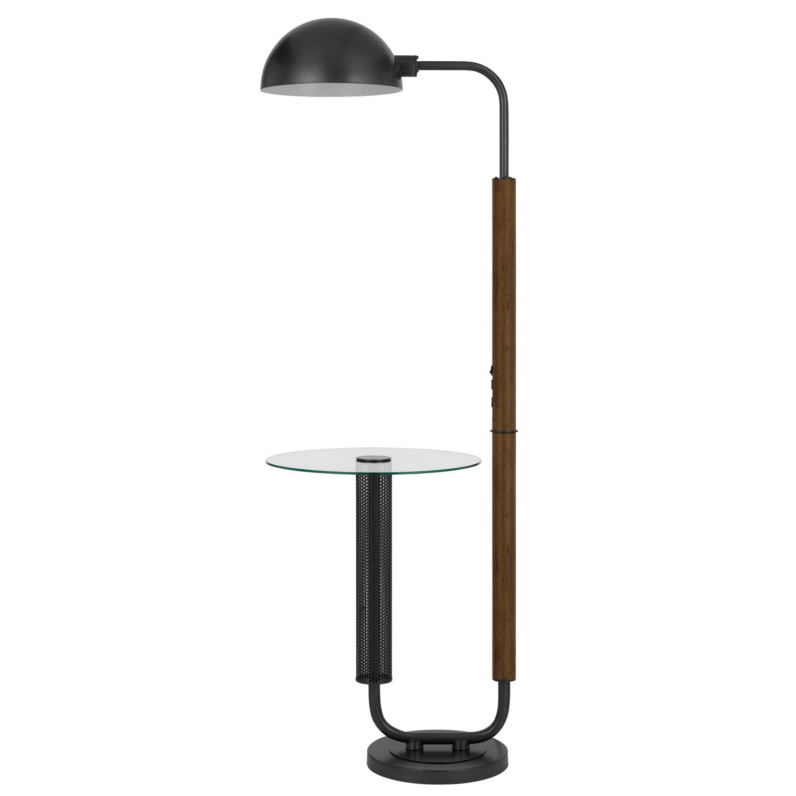 63" Brown Tray Table Floor Lamp With Bronze Transparent Glass Dome Shade - Lighting