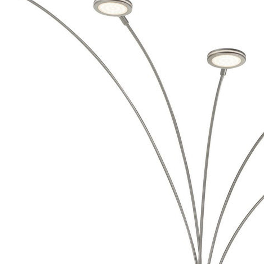 72" Nickel Five Light Led Arc Floor Lamp - Lighting