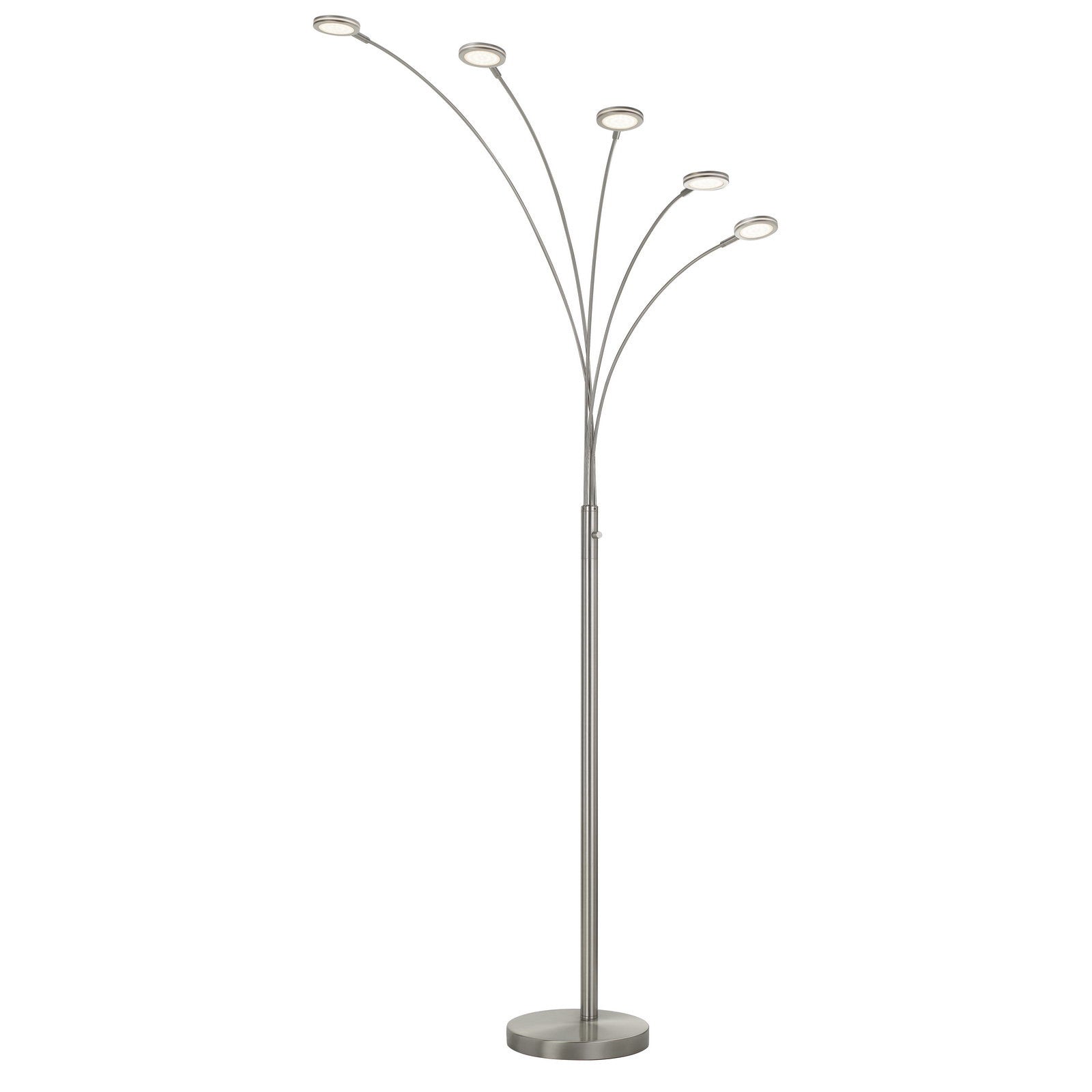 72" Nickel Five Light Led Arc Floor Lamp - Lighting