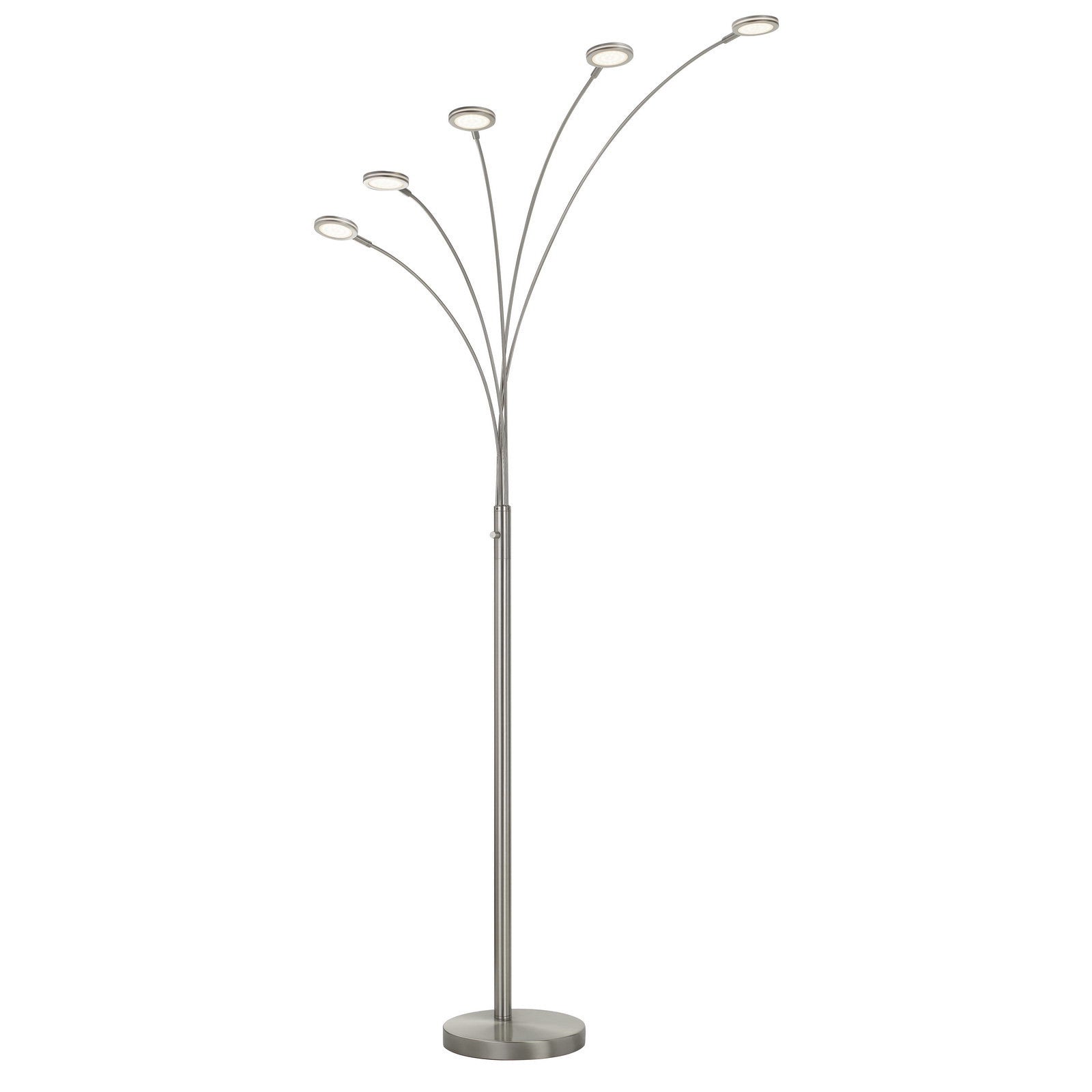72" Nickel Five Light Led Arc Floor Lamp - Lighting