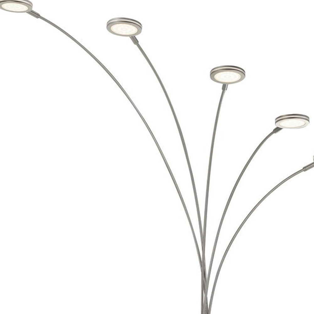 72" Nickel Five Light Led Arc Floor Lamp - Lighting