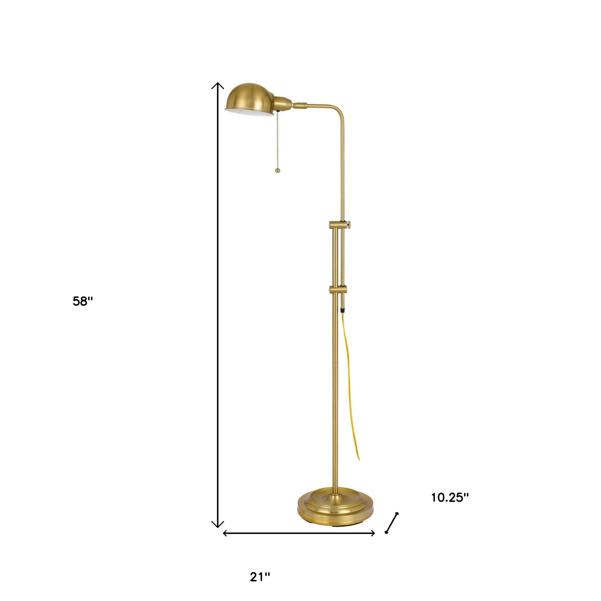 58" Brass Adjustable Floor Lamp With Bronze Dome Shade - Lighting