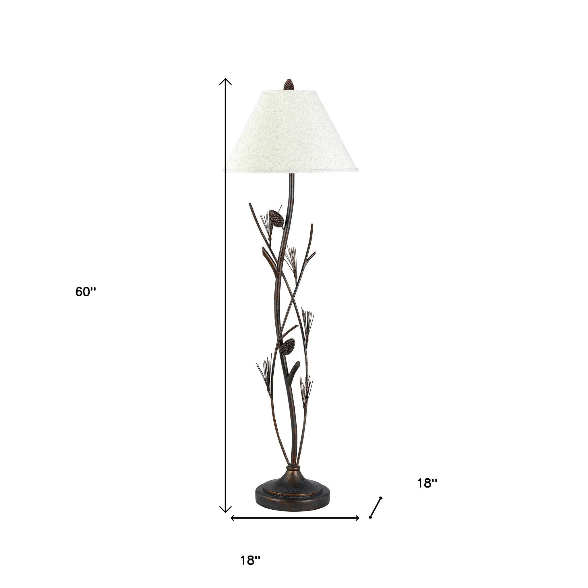 60" Rust Metal Floor Lamp With Brown Fabric Empire Shade - Lighting