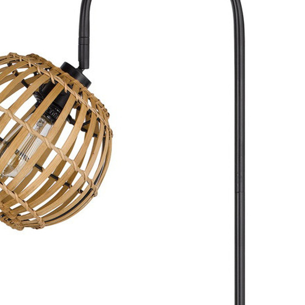 63" Black Traditional Shaped Floor Lamp With Brown Globe Shade - Lighting