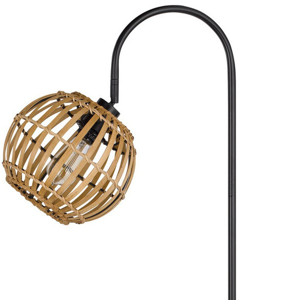 63" Black Traditional Shaped Floor Lamp With Brown Globe Shade - Lighting