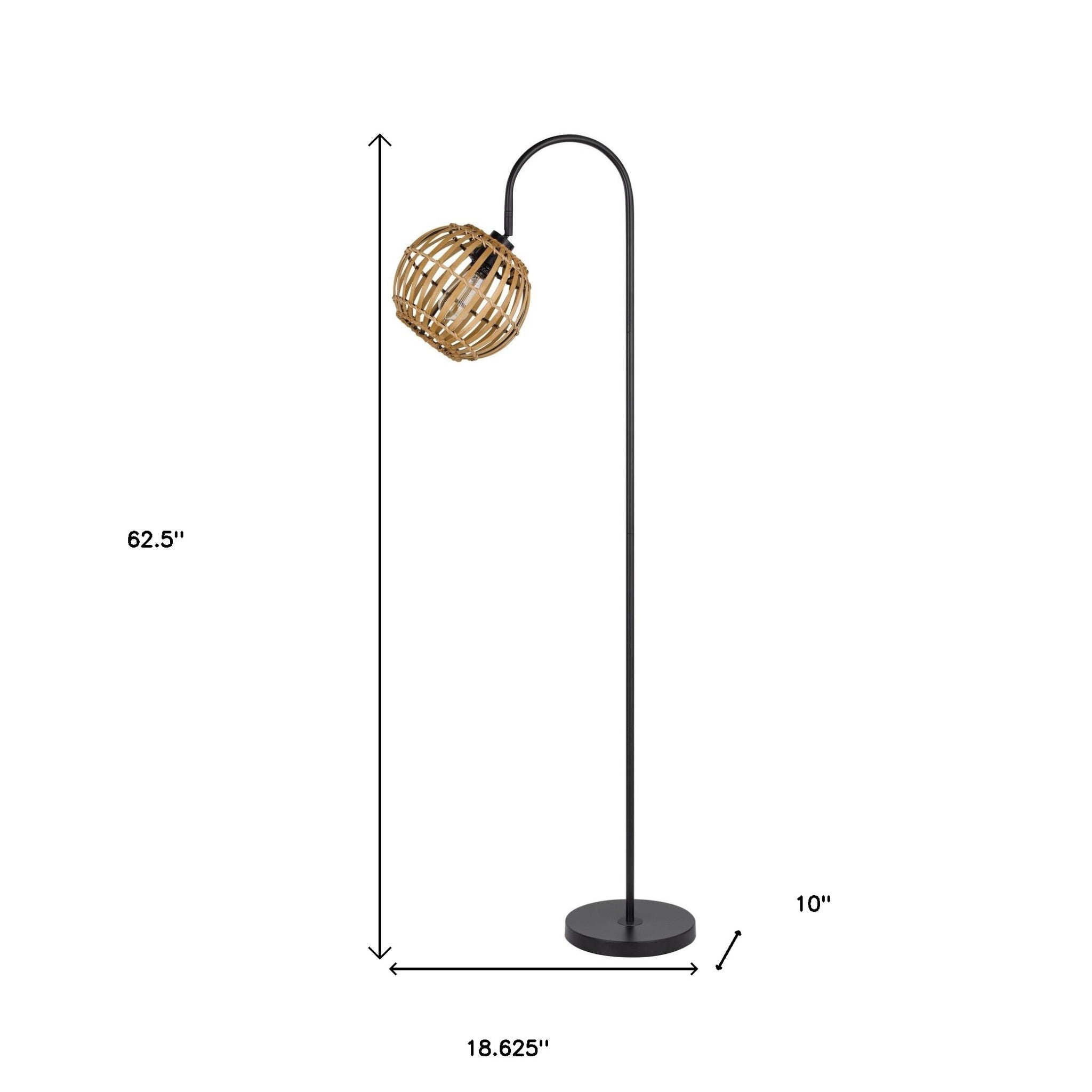 63" Black Traditional Shaped Floor Lamp With Brown Globe Shade - Lighting