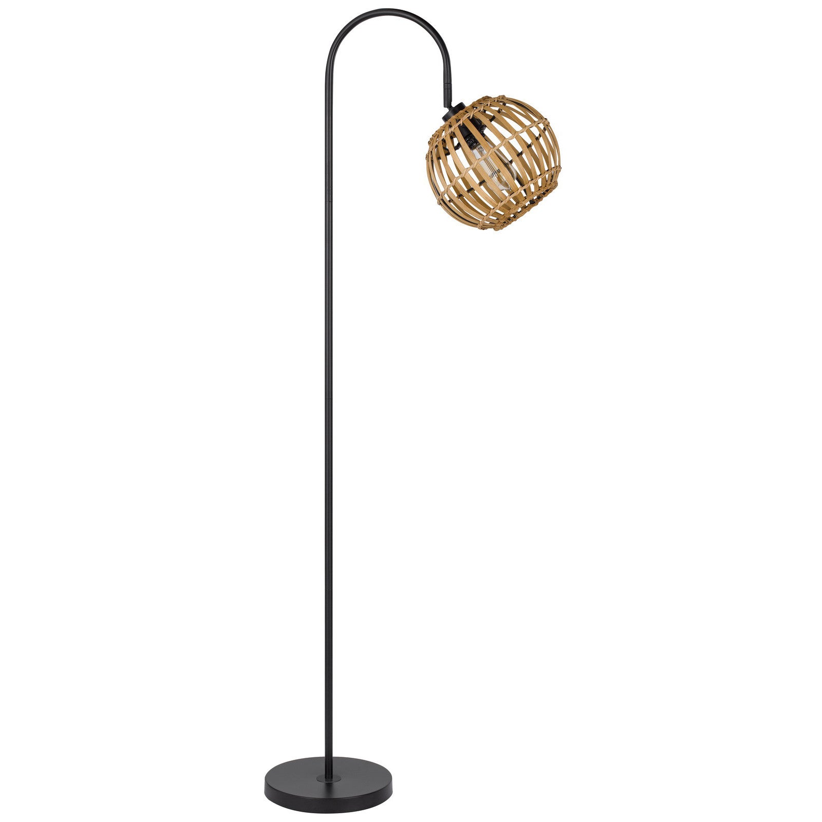 63" Black Traditional Shaped Floor Lamp With Brown Globe Shade - Lighting