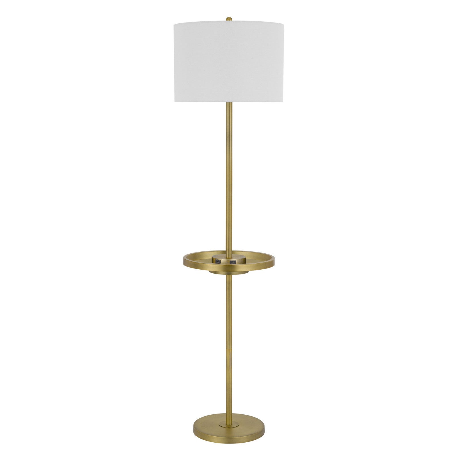 62" Nickel Tray Table Floor Lamp With White Drum Shade - Lighting