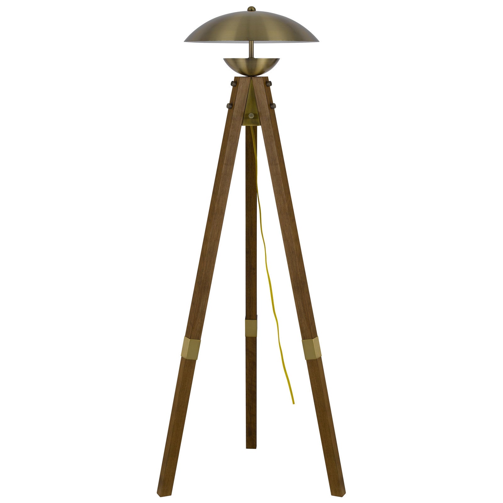 55" Brass Tripod Floor Lamp With Antiqued Brass Dome Shade - Lighting