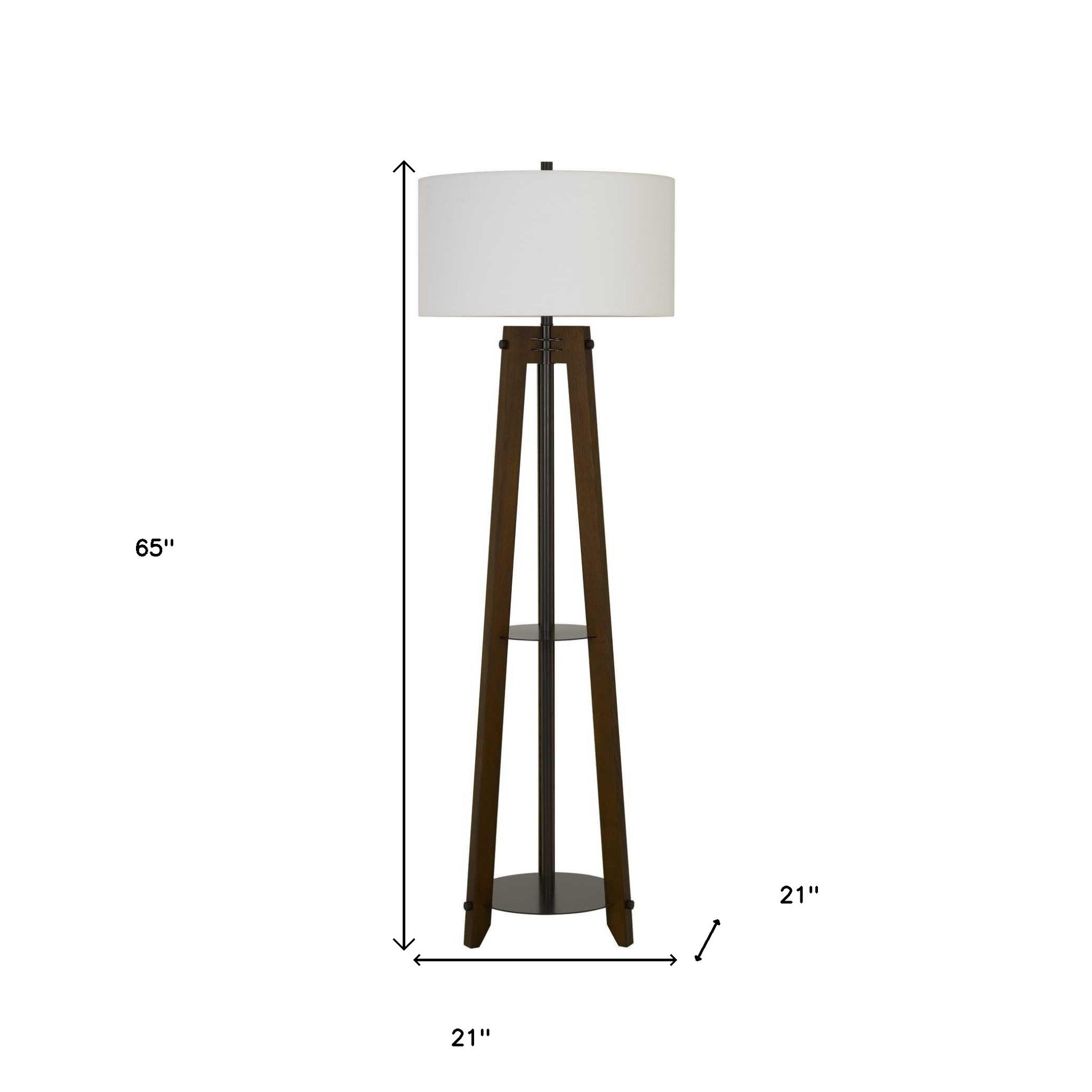 65" Brown Tripod Floor Lamp With White Rectangular Shade - Lighting