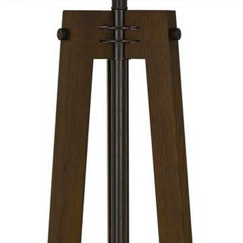 65" Brown Tripod Floor Lamp With White Rectangular Shade - Lighting