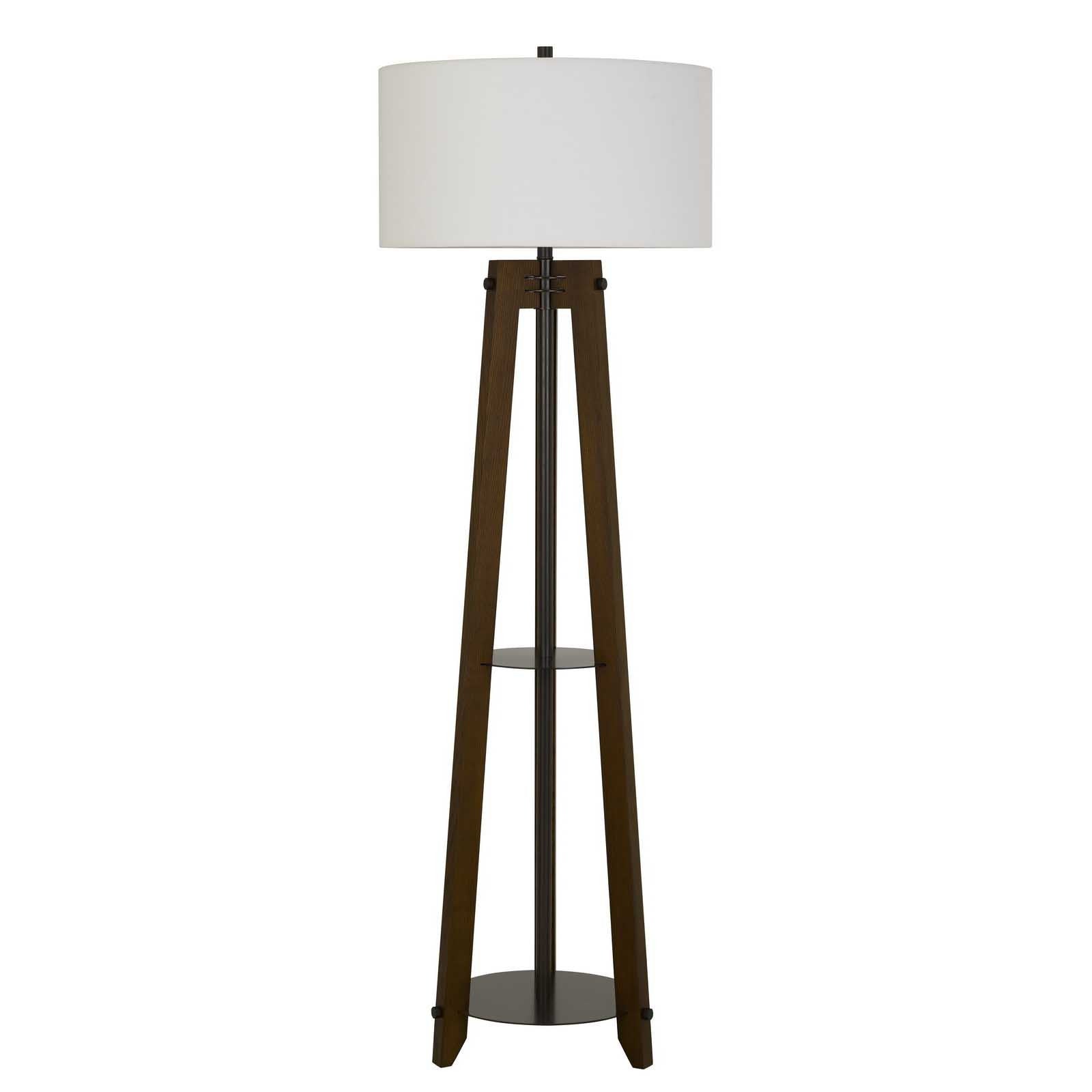 65" Brown Tripod Floor Lamp With White Rectangular Shade - Lighting