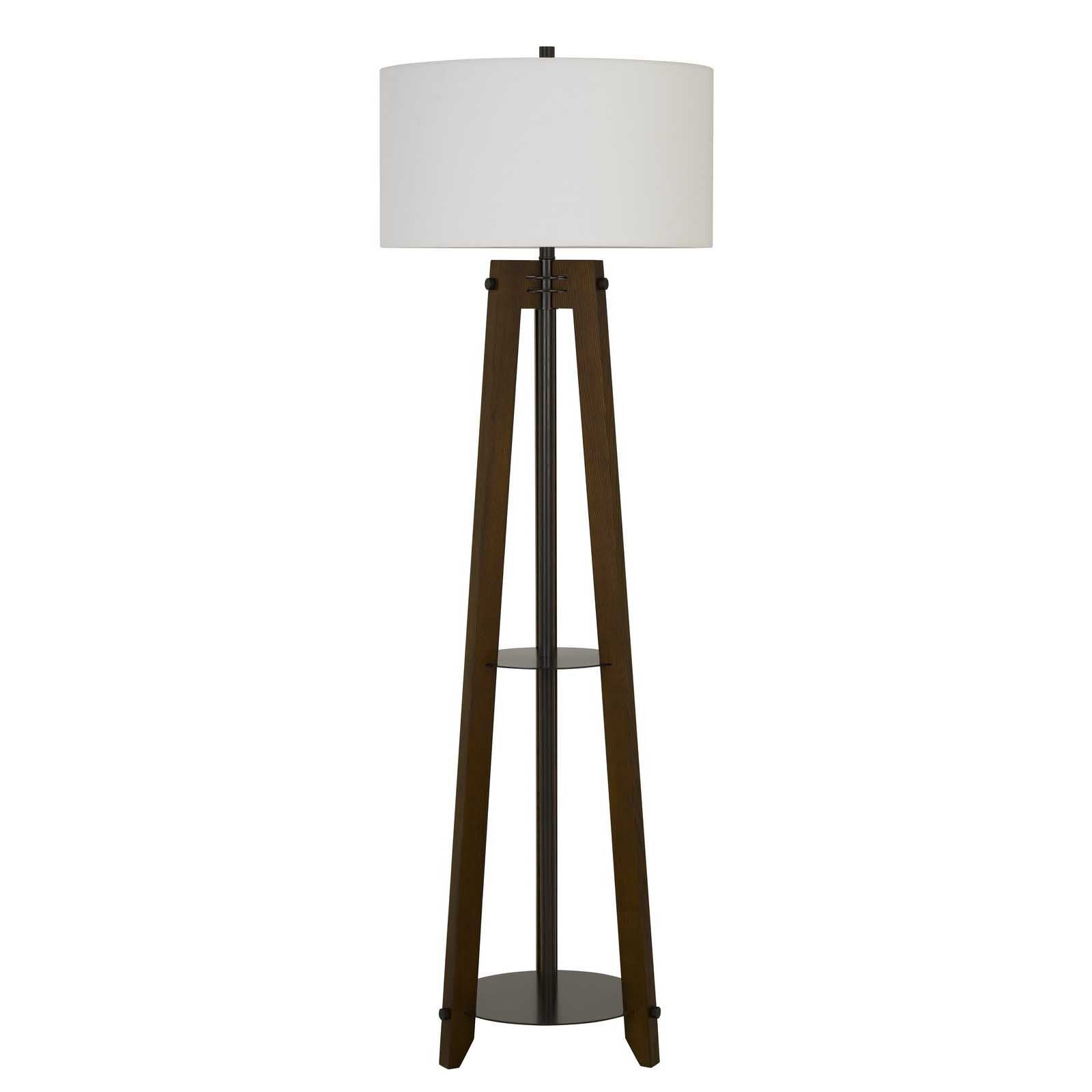 65" Brown Tripod Floor Lamp With White Rectangular Shade - Lighting