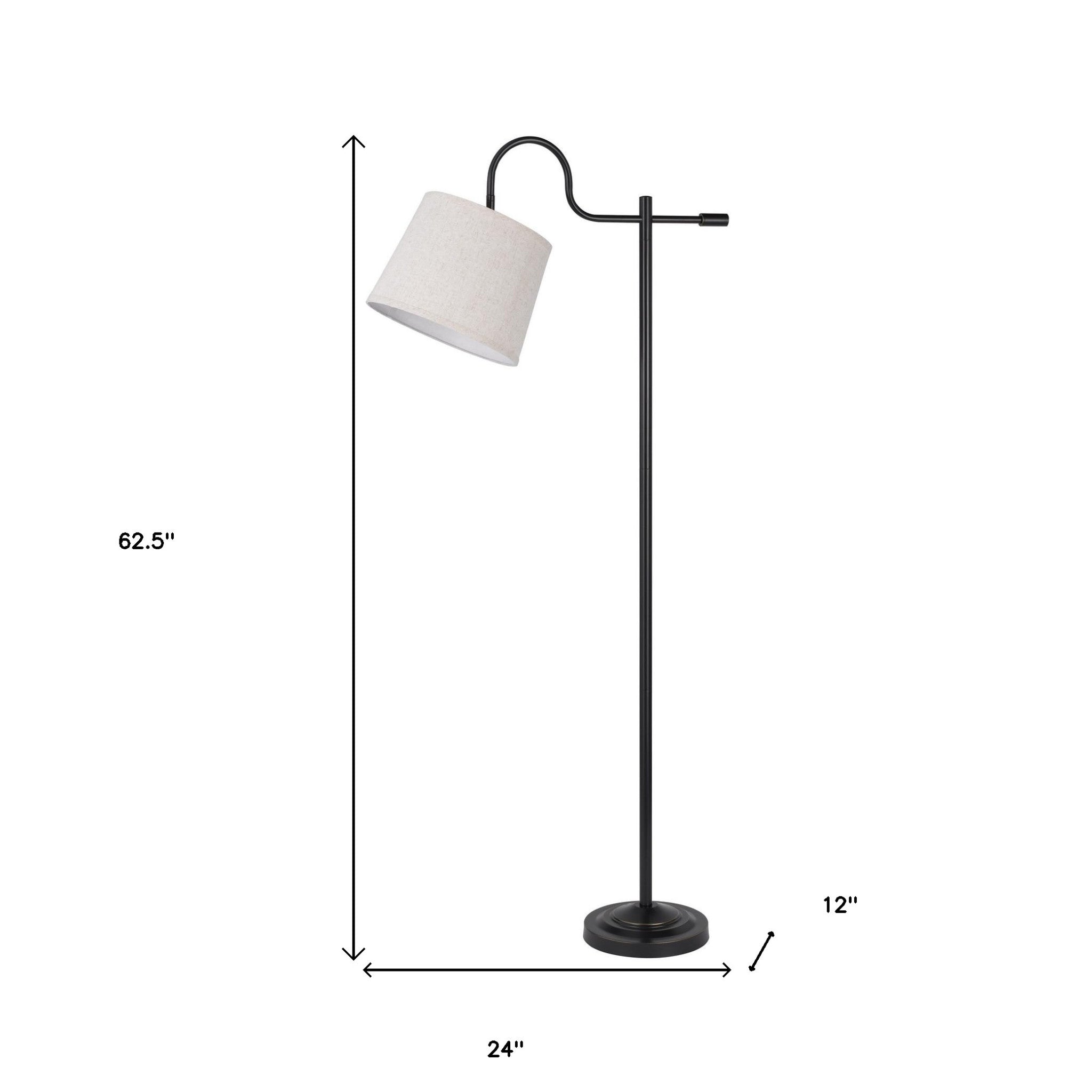 63" Bronze Adjustable Traditional Shaped Floor Lamp With Gray Square Shade - Lighting