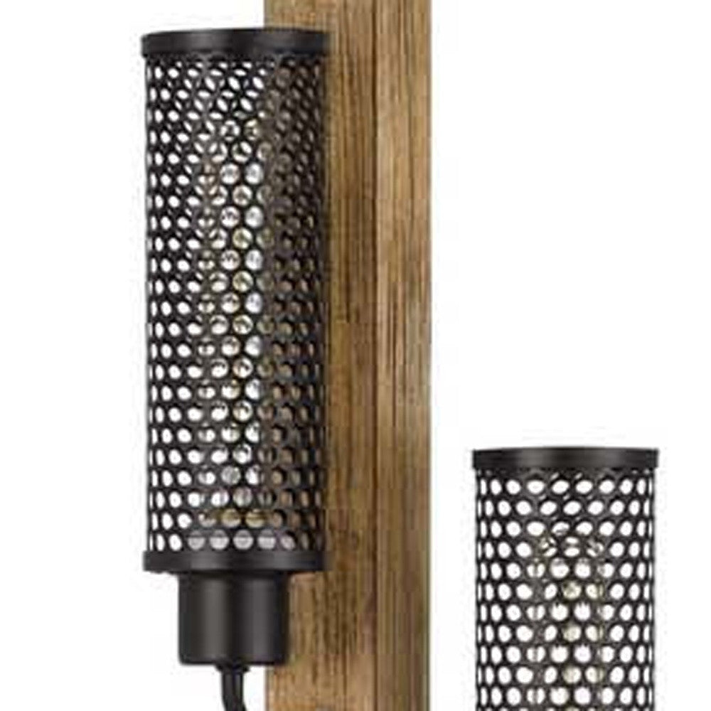 61" Brown Three Light Traditional Shaped Floor Lamp With Black Novelty Shade - Lighting