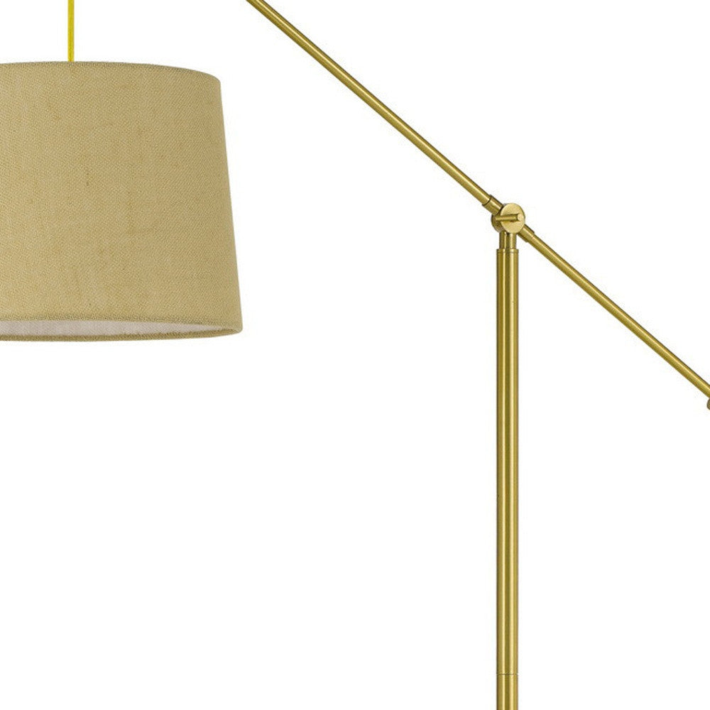 68" Brass Adjustable Traditional Shaped Floor Lamp With Antiqued Brass Drum Shade - Lighting