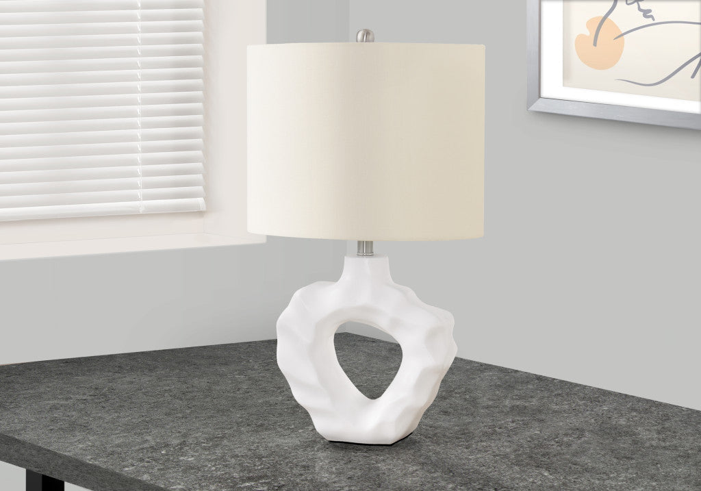 25" Cream Novelty Table Lamp With Cream Drum Shade - Lighting