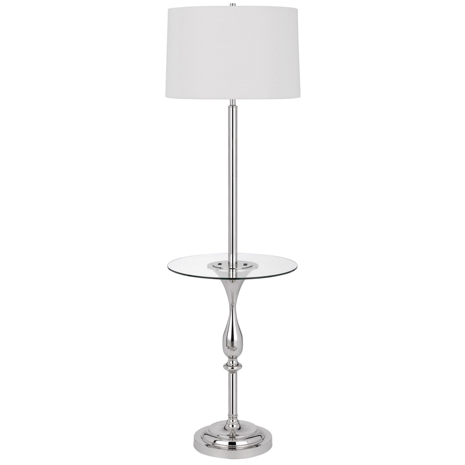 61" Chrome Tray Table Floor Lamp With White Transparent Glass Square Shade - Lighting