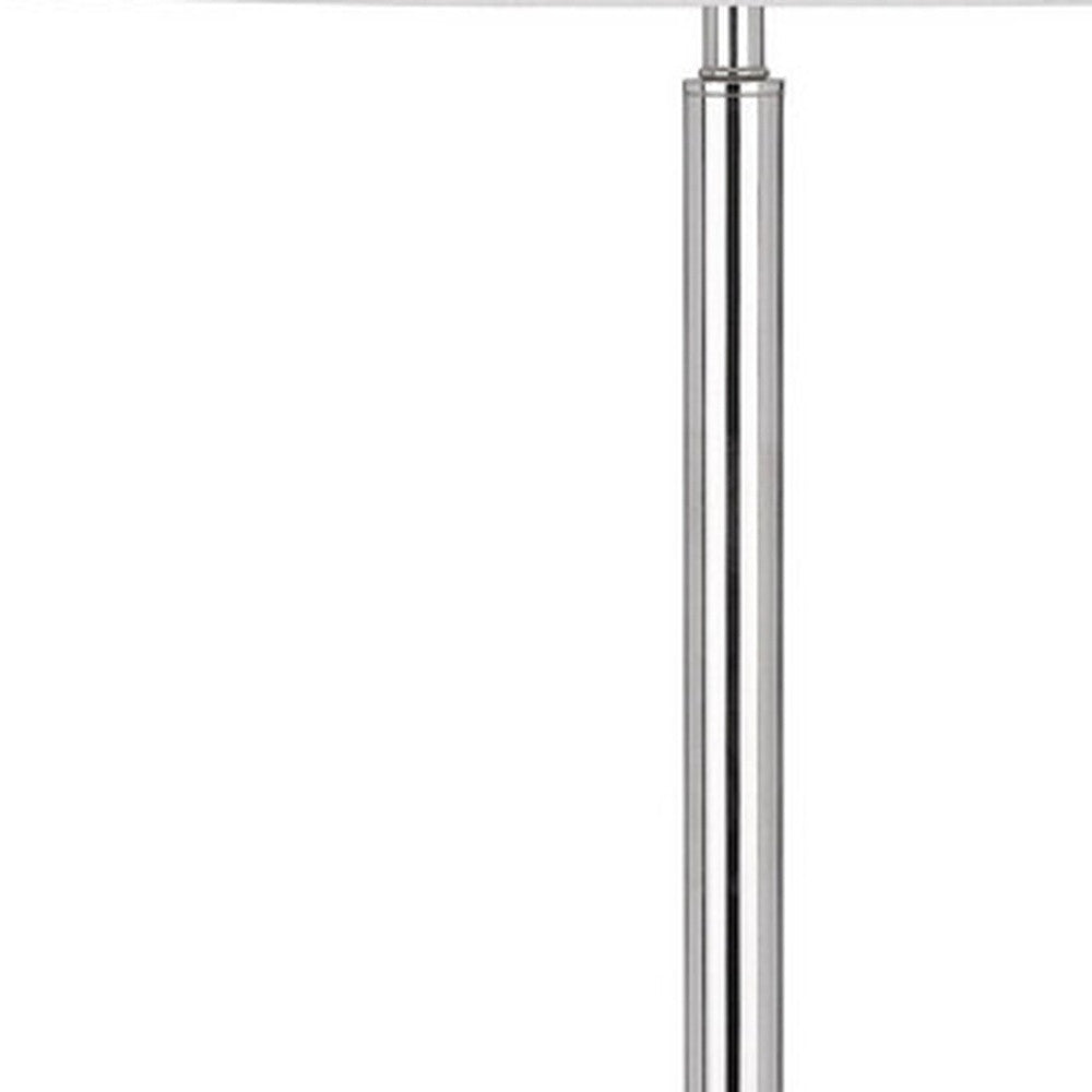 61" Chrome Tray Table Floor Lamp With White Transparent Glass Square Shade - Lighting