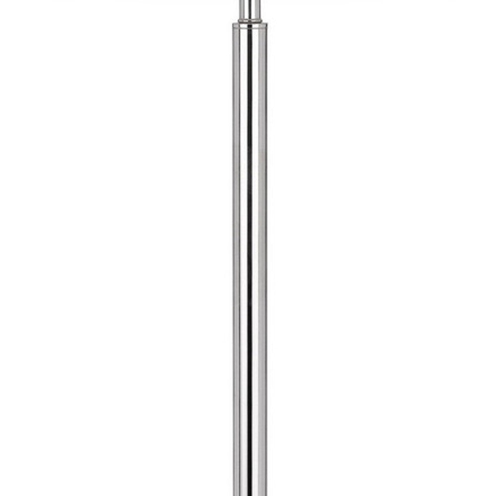 61" Chrome Tray Table Floor Lamp With White Transparent Glass Square Shade - Lighting