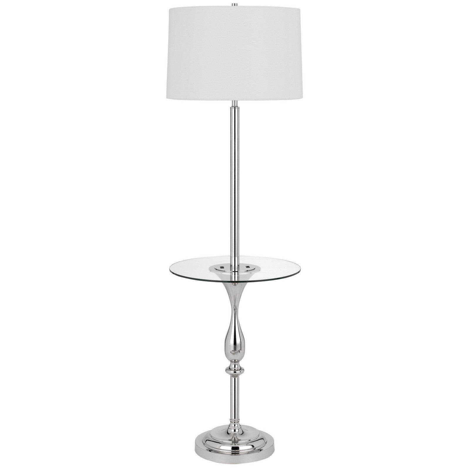 61" Chrome Tray Table Floor Lamp With White Transparent Glass Square Shade - Lighting