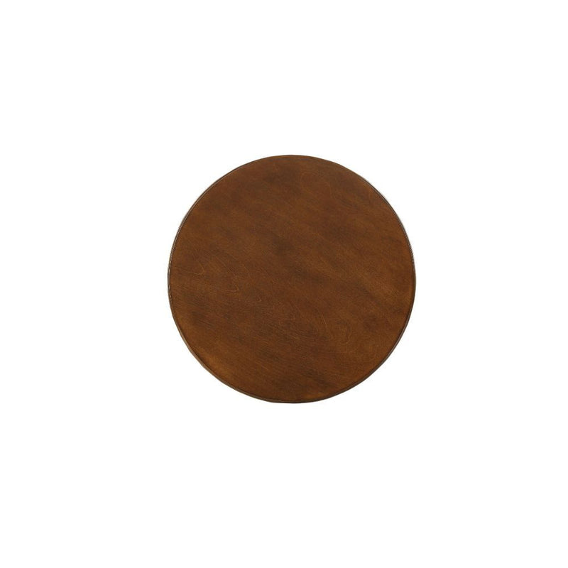 22" Brown Solid Wood Round Pedestal End Table - Living Room